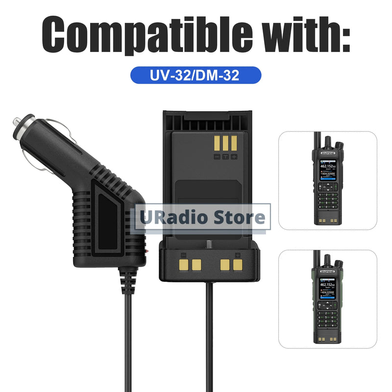 1/2/5PCS Baofeng UV-32 Radio Battery Eliminator 12-24V DM-32 Walkie Talkie Car Charger For DM32 UV32 Cigarette Lighter Accessory