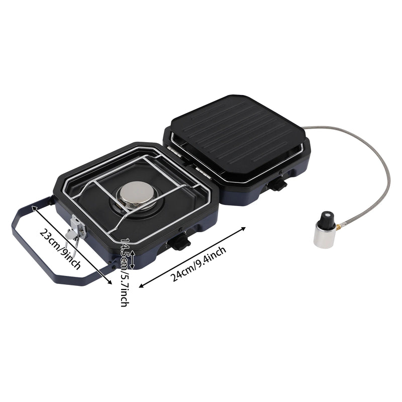2 Burners Portable Camping Gas Stove 2.3+2.3KW Non - stick - View 4 | SAMAG