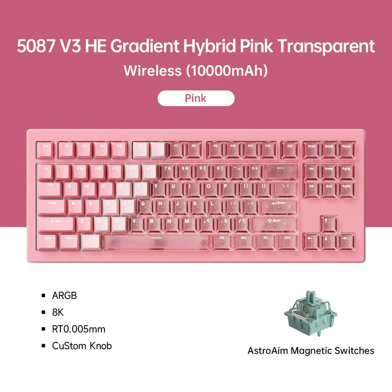 Akko 5087 V3 HE Magnetic Switch Keyboard 80% TKL US Layout Rapid Trigger 0.005mm 8K Type-C Wired Custom Gaming Keyboard Gasket