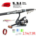 Telescopic Fishing Rod Reel Combo Full Set Portable 1.8m 2.1m 2.4m 2.7m 3m Long Cast Spinning Reel Simulation Lures For Saltwate