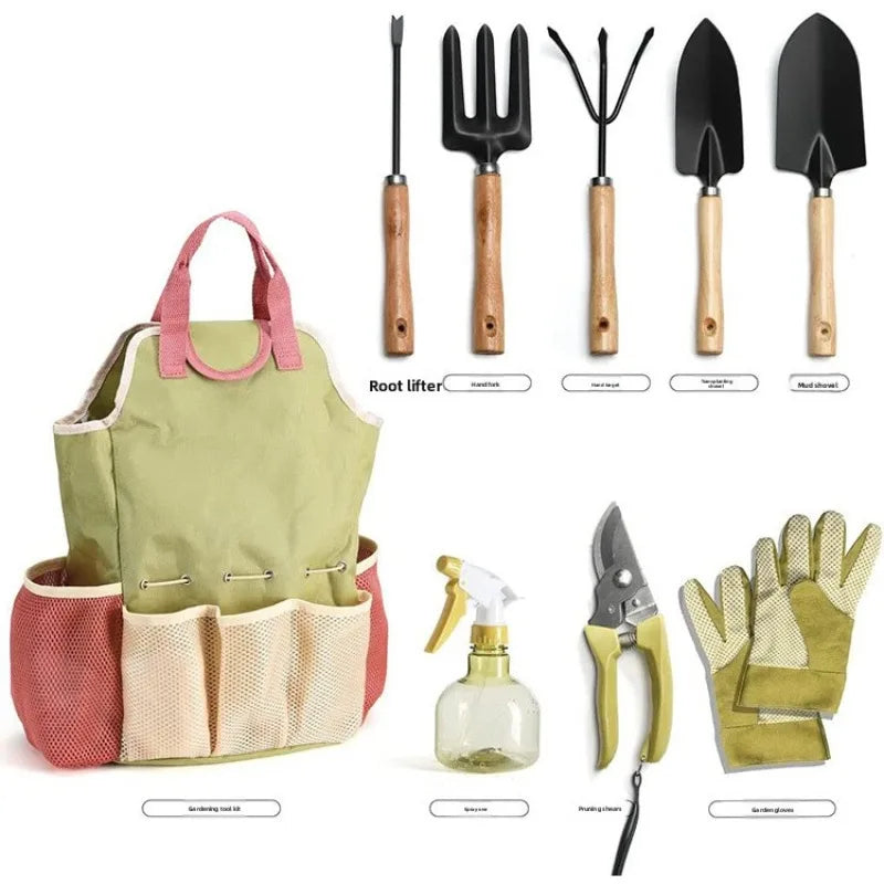 9 Piece Outdoor Garden Tool Kit Set Scissors Included Gift for Gardeners Durable Stainless Steel with Ergonomic Handles