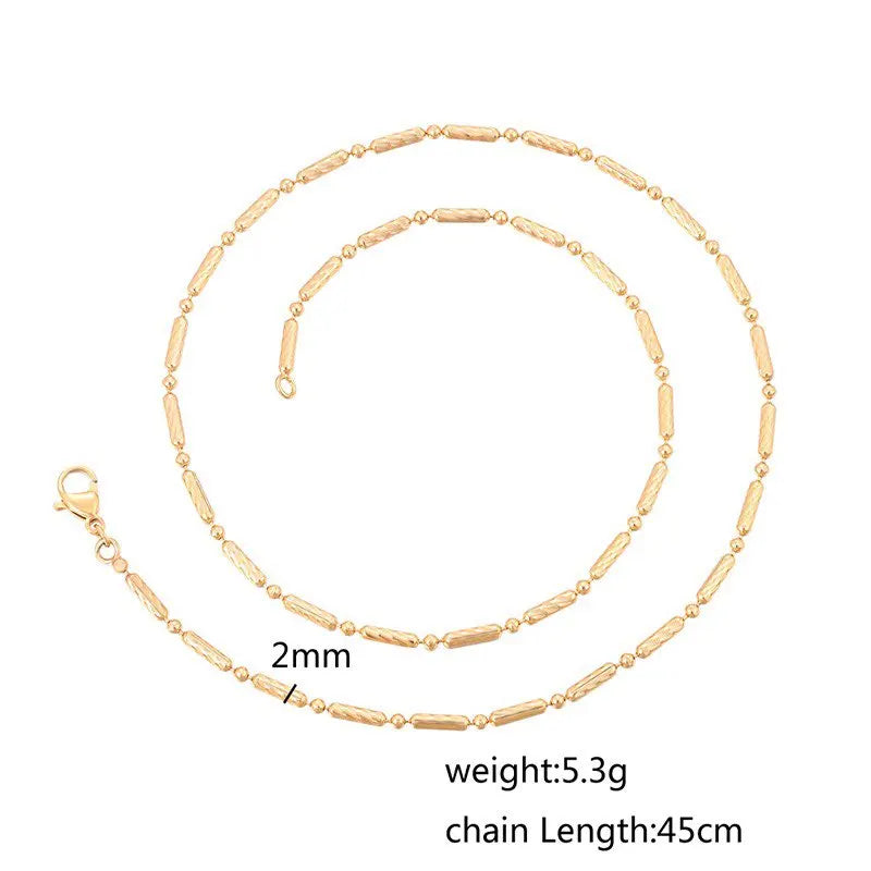 XP Jewelry -- 45 cm x 3 mm 18 k Gold Plated Beads Chains Necklaces for Women Men Matching Pendants