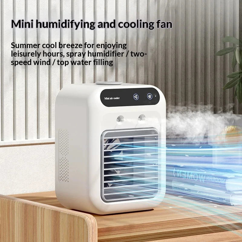 Popular Portable Dorm Cooling Fan with Fine Mist Humidification Desktop Mobile Mini Air Conditioner Energy Saving for Bedroom Of