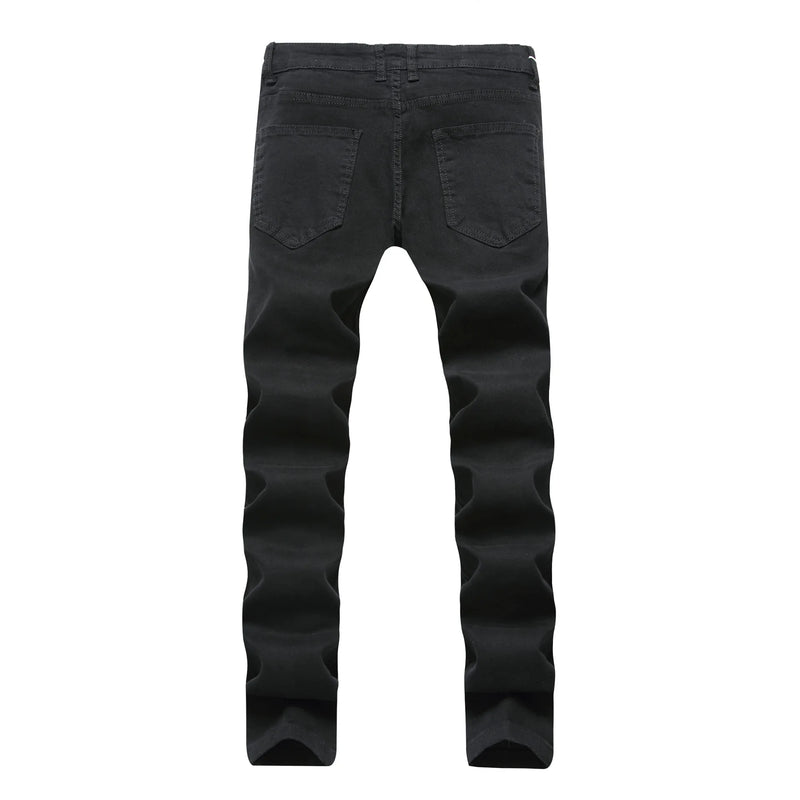 Men's White Stretch Jeans for Fall, Distressed Denim | SAMAG