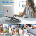 Foldable Aluminum Laptop Stand, 7-Level Adjustable Height, Anti-Slip Silicone Pads, Portable for 10-15.6 Inch Laptops & Tablets