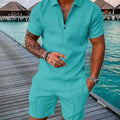 Men's Fashion Casual Light Luxury Striped POLO Shirt Set | SAMAG