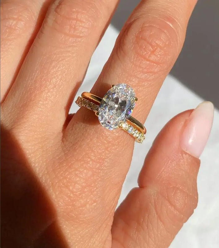 Oval Cut 925 Sterling Silver 1-3carat Moissanite Engagement Ring for Woman 14k Gold Plated Wedding Gifts with Certificate