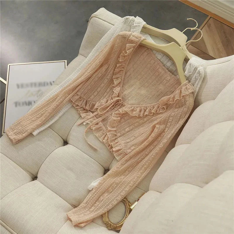 Lace Ruffle Shirt Y2Y Korean Summer Cardigan Sunscreen - View 3 | SAMAG