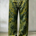Men's Purple Yellow Leopard Floral Mixed Print Wide Leg Pants Lightweight Loose Trousers For Festival Street - View 3 | SAMAG