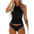 Women's Two Piece Suit Bathing Solid Color Drawstring | SAMAG