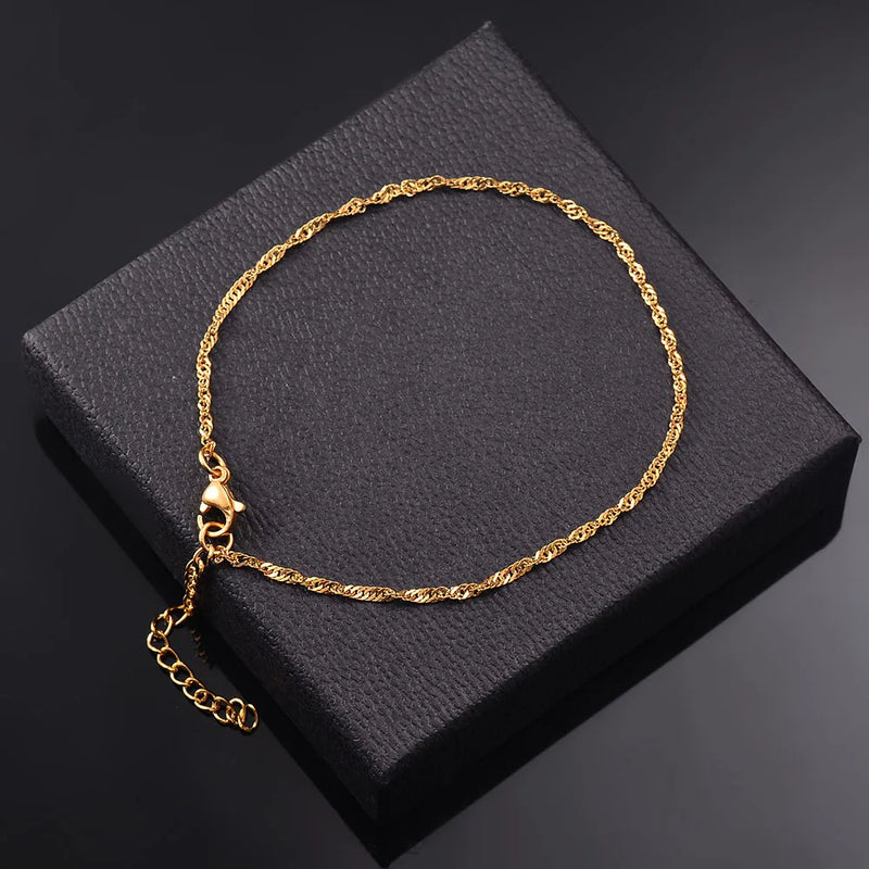 Stainless Steel Multilayers Chain Bracelet Women Simple Fashion Layered Girl Wrist Bracelet  Jewelry Accessories Length 18cm+5cm