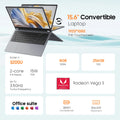 2 in 1 Laptop Computer,15.6" 8GB 256GB Touchscreen , AMD Ryzen R3 3200U, Radeon Vega 3, 1920x1080 FHD Display Blacklit Keyboard