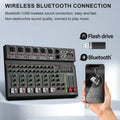 LEUS AU6 Channel Audio Mixer with 256 DSP Effects - 48V Phantom Power, Bluetooth & USB Connectivity, Supports PC Recording, DJ M