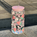500ml Cute Bow Glass Cup Tumbler Mason Jar Shaped Water Bottle With Lids Straw Coffee Cups Party Gift for Iced Coffee Juice Cup