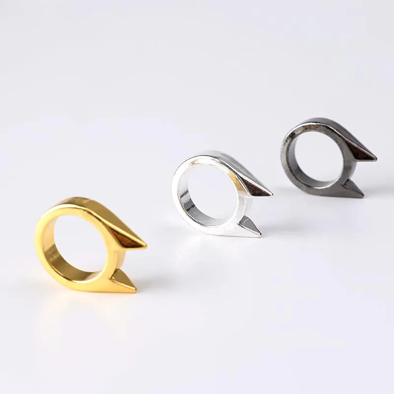 Adults Outdoor Survival Self-Defense Rings Broken Window Cat's Ear Safety Finger Rings Metal Defense Ring Self Defense Supplies