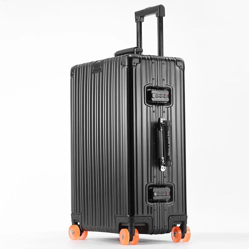 20''/24''/29'' All Aluminum-magnesium Alloy Suitcase Leather Handle Travel Case Bags Rolling Luggage with Spinner Wheel TSA Lock