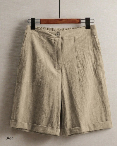 Women's High Waist Cotton Linen Blend Shorts Summer | SAMAG