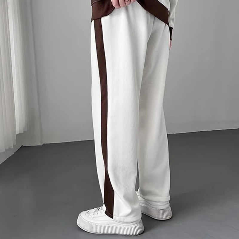 Spring Autumn Korean Fashion Patchwork Sweatshirt Elastic Casual Sweatpants Set Men Loose Comfortable - View 11 | SAMAG