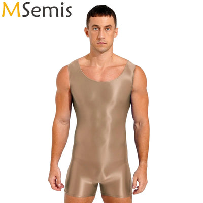 Swimwear Men's Glossy Stretchy Swimsuit U Neck Tank | SAMAG