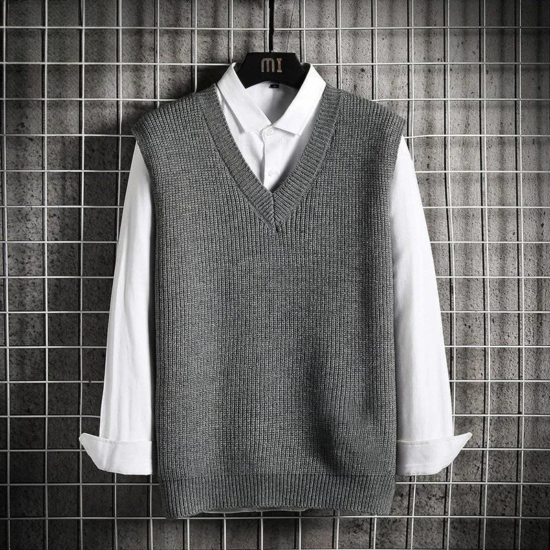 Man Clothes Waistcoat V Neck Vest Knitted Sweaters for Men Business Black Sleeveless Japanese Harajuku Fashion S Cheap Street A