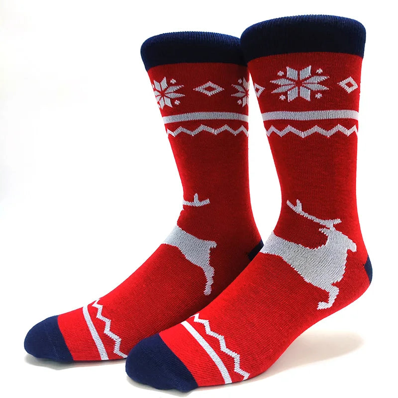 2025 New Men Christmas Socks New Year Funny Snowflake Beer Santa Claus Elk Snow Cotton Happy Socks Men Cartoon Women Sokken