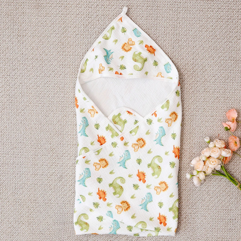 Happyflute Hooded Baby Towel 1Pc Cotton Soft Absorbent Reusable Washable Comfortable Gentle Care Newborn Toddler Bath Wrap