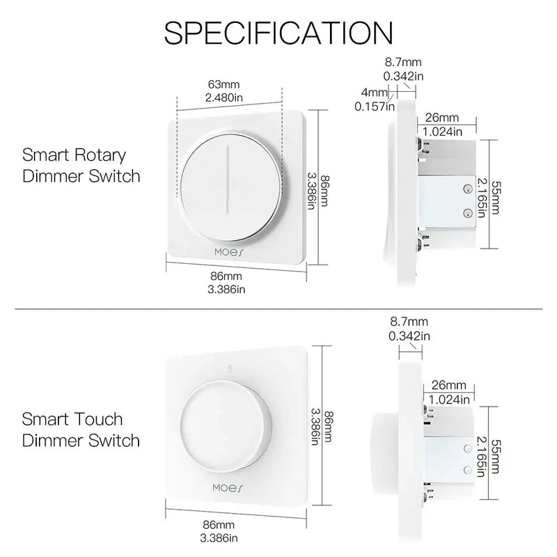 New ZigBee Smart Rotary/Touch Light Dimmer Switch Smart Life/Tuya APP Remote Control Works with Alexa Google Voice Assistants EU
