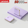 Lenovo New 500000mAh Mini Power Bank Built-in 4 Cables Large Capacity Super Fast Charging External Battery for IPhone Samsung