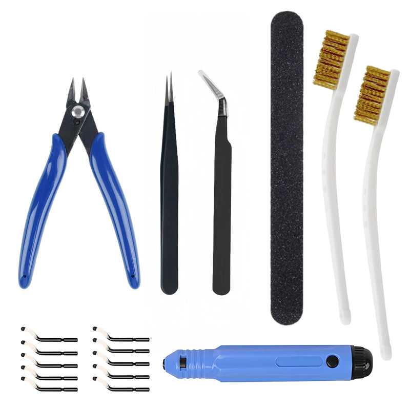 3D Printer Tool Kit Deburring Trimming Tool Scraper Cleaning Needle File Tweezers Pliers Basic Deburring Tools DIY Printer Parts