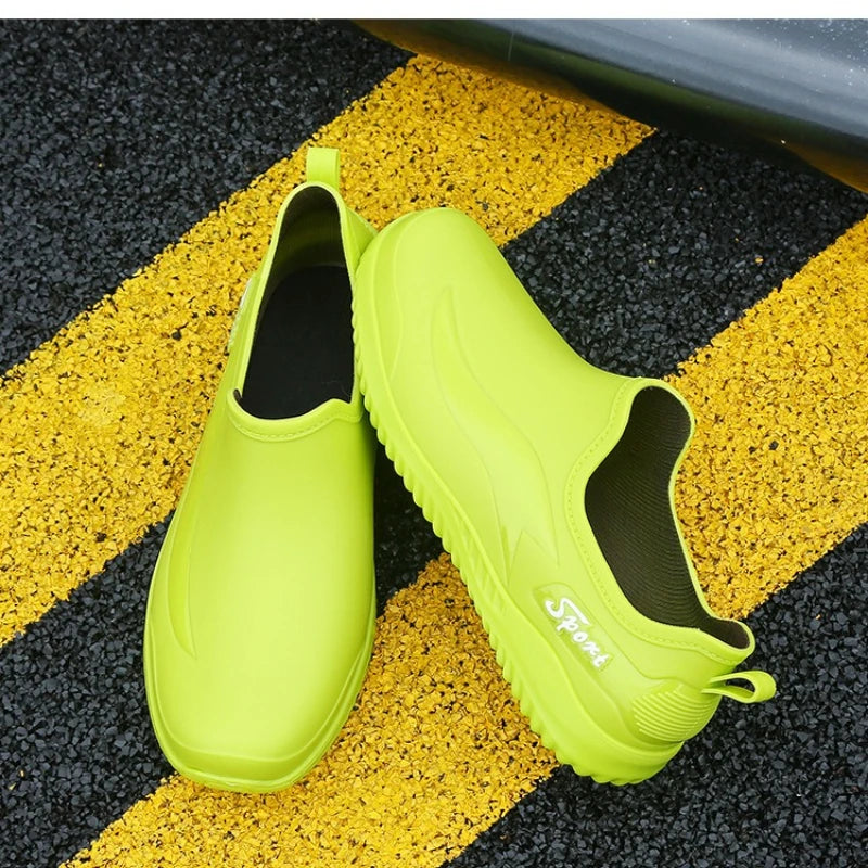 2026Simple Style Outdoor Work Commute Fishing Kitchen Non-Slip Waterproof Men's Flat-Soled High-Quality Rubber Boots Rain Boots