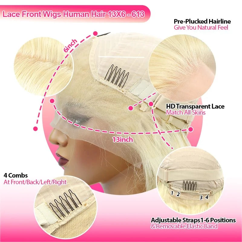 Blonde Lace Front Wig Human Hair 13x6 613 HD Transparent Lace Front Brazilian Remy Wigs Brazilian Glueless Preplucked Human Wigs