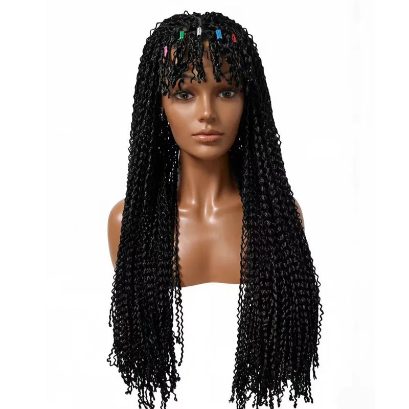 SQRDGQ Synthetic Hair Deep Curly Braided Wigs 13*5 Lace Front Woman Wigs on Clearance Sale Crochet Hair Synthetic Wig with Bangs
