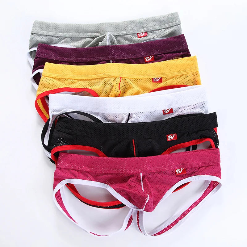 Mesh Jockstrap Men Thong Underwear Sexy Pouch Backless Erotic Panties Jock Straps Lingerie Breathable Underpants Slips Wangjiang