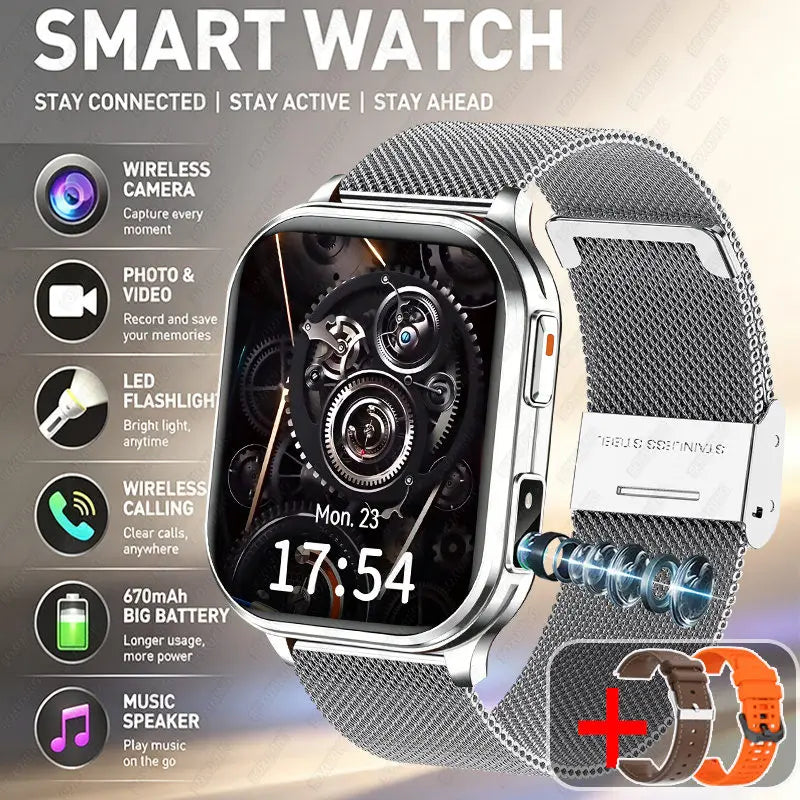 2026New Smart Watch With Camera Men Women Photos Record Video Health Sports Fitness IP68 Waterproof BT Call Recording Smartwatch
