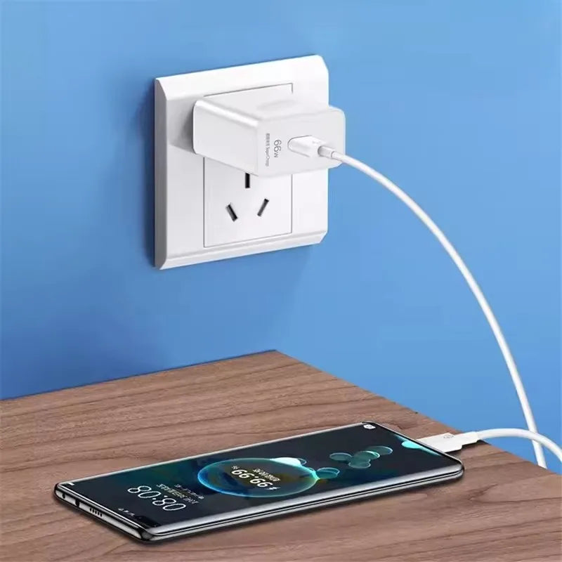 6A 66W Super Fast EU Charger For Huawei Mate 50 60 P60 Nova 12 13 Honor 200 400 Magic 4 5 6 7 Pro Type C USB Quick Charge Cable