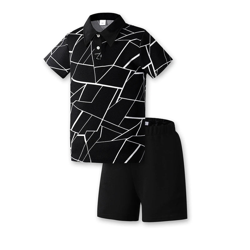 Tween Boy Summer /Set Casual White Cracked Pattern Short - View 7 | SAMAG
