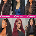 40 Inch Natural Black Water Deep Wave Human Hair Wigs For Women, 13x4 13x6 HD Transparent Lace Frontal Wig 200 Density Pre Plucked Glueless Lace Front Wig