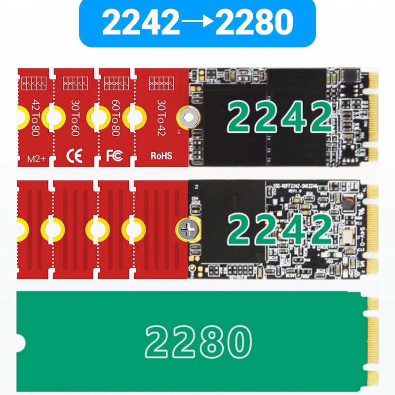 JEYI M.2 NGFF NVME SSD Extension Bracket Transfer 2230 2242 2260 2280 Length Extend Adapter Bracket Card Plate Change Long Size