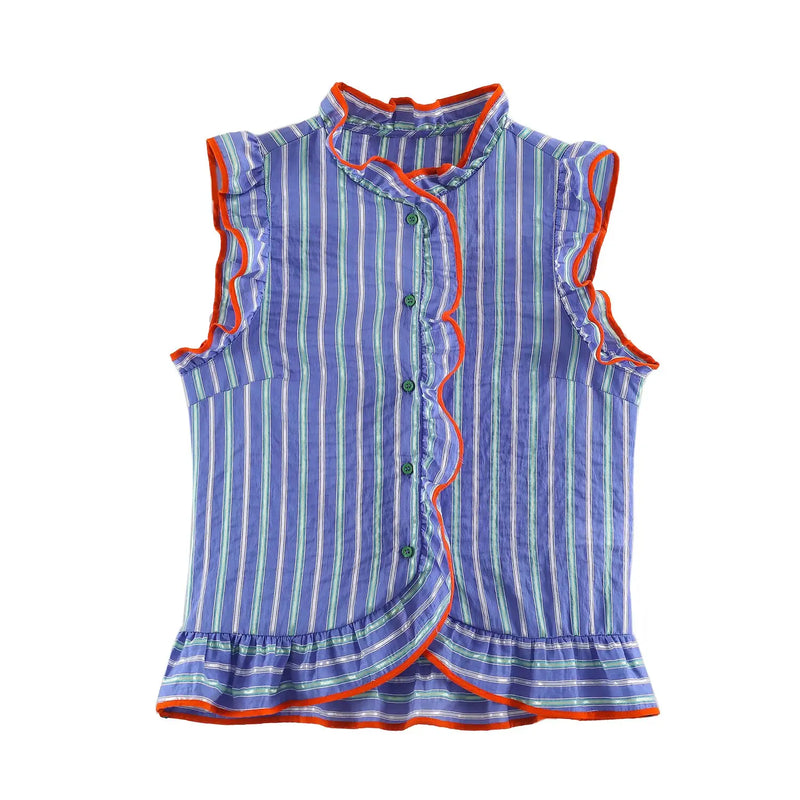 KLKXMYT Women's Shirt Summer Sleeveless Ruffles Short - View 7 | SAMAG