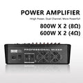 GAX-MQ12 Power Mixer Amplifier Professional Mixer 8-Channel Stage Audio 800W*2 With 99 DSP 7-Segment Equalizer Mixer