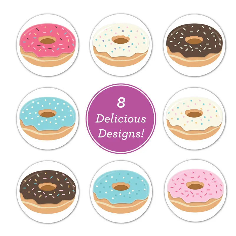 50-500pcs Round Donut Stickers Homemade Bakery Baking Colorful Decoration Labels Kids Party Scrapbooking Stationery Stickers