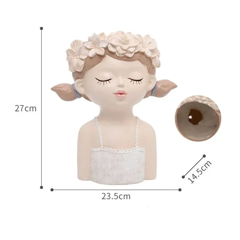 European Art Ornaments Planter Home Decor Humanoid Vase Potted Characters Succulent Flowerpot Portrait Girl Flower Pot