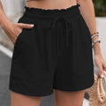 Summer vacation women's shorts loose hot pants high waist elastic casual solid color pants with drawstring pockets women's pants