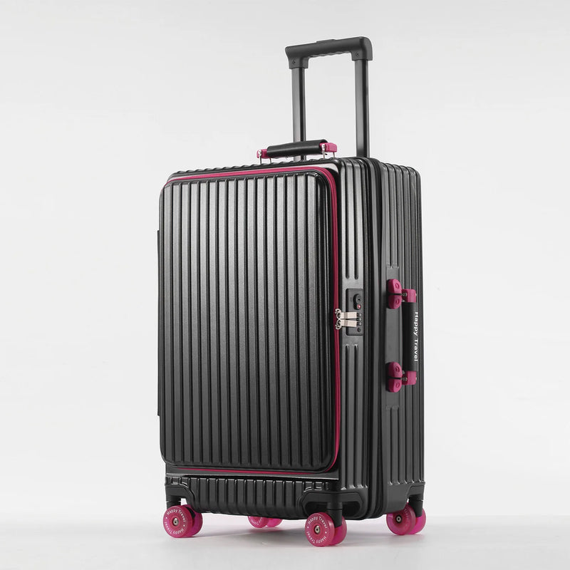 Side Opening Suitcase Scalable Large Capacity Case Rolling Luggage 20/24/28inch Travel Trolley Bag With TSA Lock Colorful Wheels