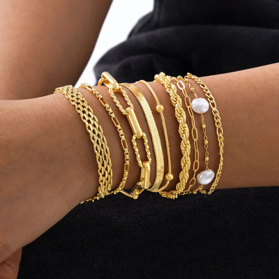 Waterproof Stainless Steel Chain Bracelets For Women, Gold Plated Fashion Stackable Link Gifts | SAMAG