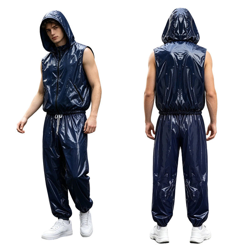 Men's Sauna Tracksuit Set Zipper Hoodie Drawstring Pants | SAMAG