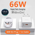 6A 66W Super Fast EU Charger For Huawei Mate 50 60 P60 Nova 12 13 Honor 200 400 Magic 4 5 6 7 Pro Type C USB Quick Charge Cable