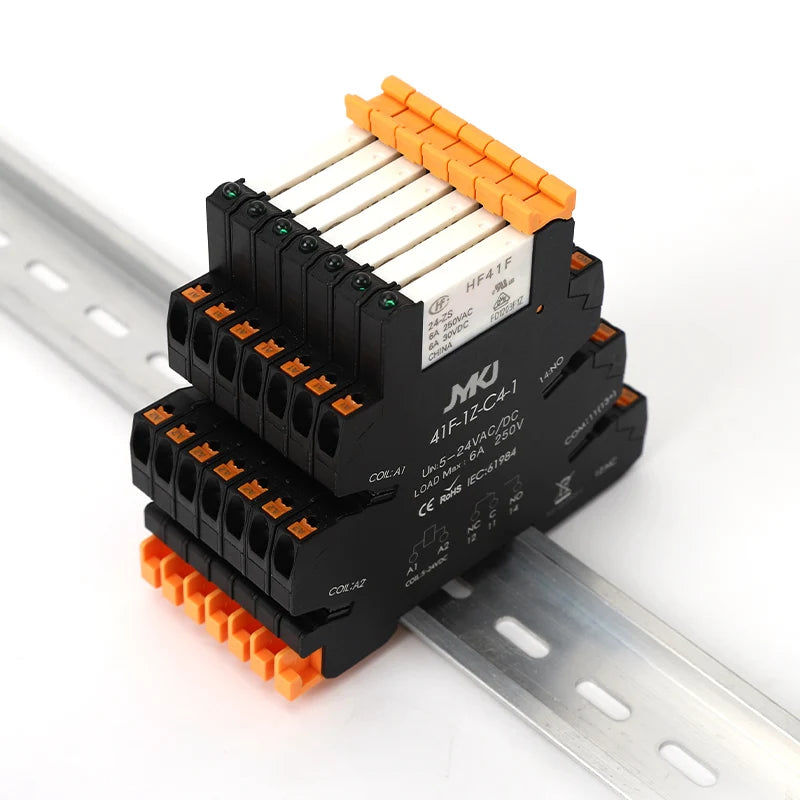 Din Rail Slim Relay Module 41F - 1Z - C4 - 1 Integrated PCB Mount Power With Holder 12V 24V ACDC 220V - Visuel 3 | SAMAG