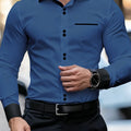 Men's Business Color Block Collar Long Sleeve Shirt, Slim | SAMAG