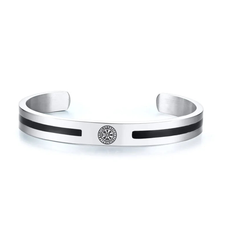 Men Bangle, Enemal Viking Logo Cuff Bracelet For Gentleman, Stainless Steel Minimalist - Visuel 13 | SAMAG